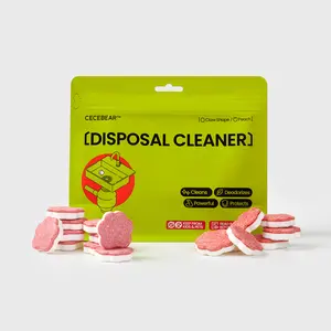 CECEBEAR Garbage Disposal Cleaner Tablets - Powerful Foaming Cleanser & Odor Eliminator with Peach Scent, for Sinks & Disposers, Pack of 24