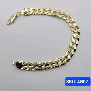 Bracelet Cuban Link Style Laminated-Gold 8 Inches 9 Millimeters for Adults Size Jewelry Accessory Elegance. SKU AB07