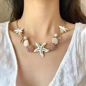 Fashion Starfish Shell Collarbone Chain Necklaces Bracelets Sets Bohimian Jewelry