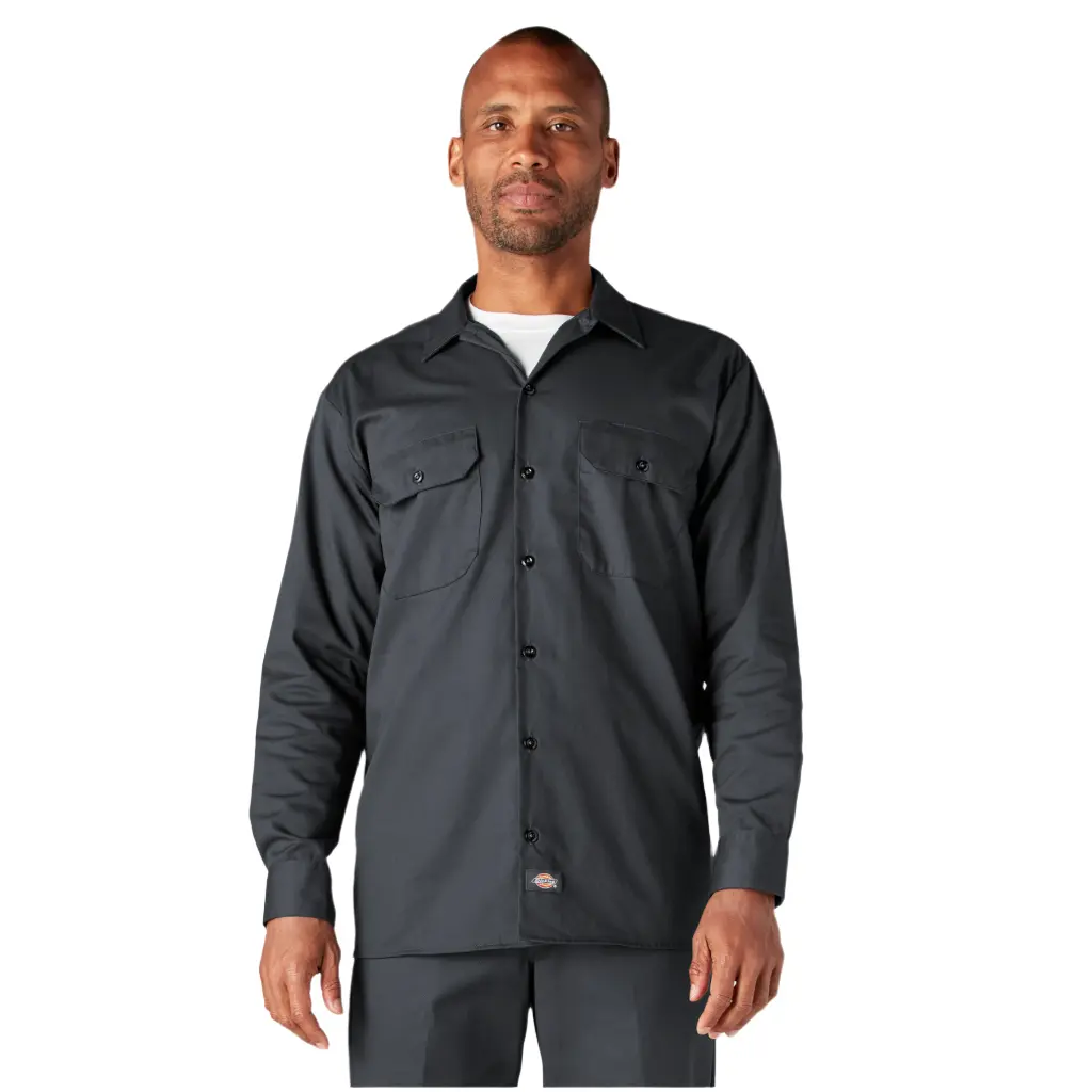 Dickies Men's Classic Plain Longsleeves Shirt, Original Work Flap Pocket Shirt with Moisture-Wicking & Stain Release Fabric, M, Casual, Wicking Fabric