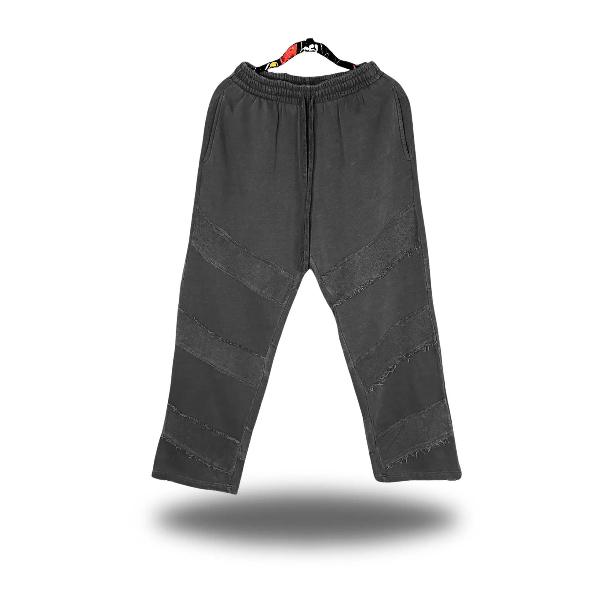THEDRIVE CLOTHING GREY PATCHED JOGGER Mineral Wash Cotton Joggers - Grey Unisex Heavyweight Sweatpants, Relaxed Fit, Side Pockets, Elastic Waist, Casual Lounge And Streetwear Comfort