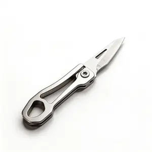 Crosstar EDC Knife, Mini Titanium Steel Folding Utility Knife, 5g Lightweight EDC Pocket Knife with Hanging Hole for Outdoor Camping, Daily Use, Fishing