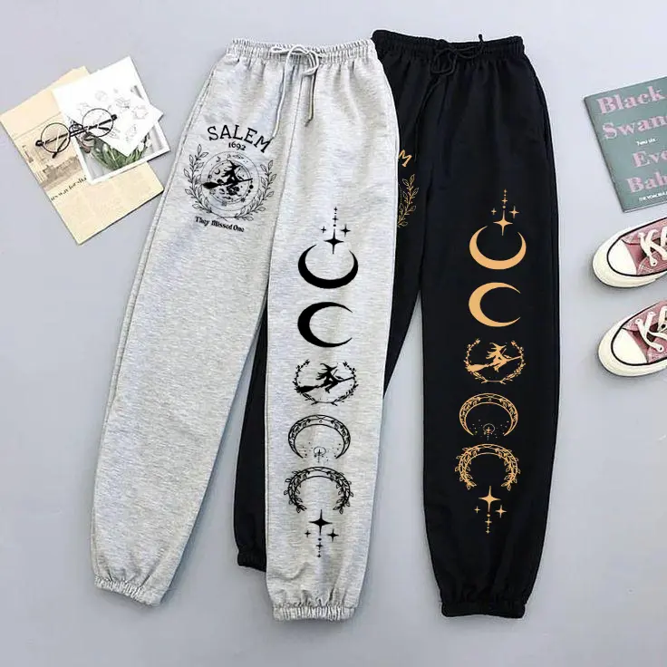 Salem Vintage College style Sweatpants, Enchanted Salem Vibes Sweatpants, Witch’s Cottage Sweatpants, Spell City Witchy Joggers, Retro Spooky Cozy Pants, Cozy Halloween Lounge Pants