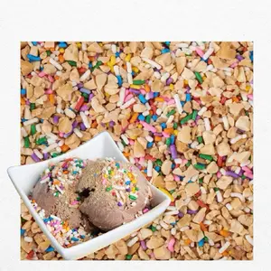 Peanut Brittle Crunch Topping with Rainbow Sprinkles, 1 Pound, for Birthdays, Ice Cream Socials, Picnics and Creative Food Art