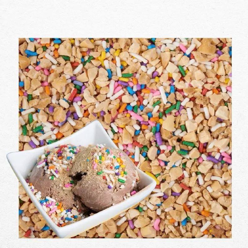 Peanut Brittle Crunch Topping with Rainbow Sprinkles, 1 Pound, for Birthdays, Ice Cream Socials, Picnics and Creative Food Art