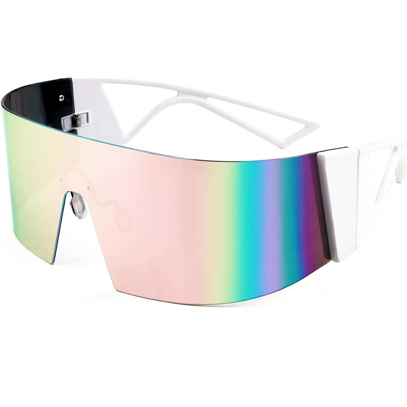 FEISEDY Oversized Flat Top Futuristic Wrap Sunglasses One Piece Goggles for Women Men Fashion Shades B4054