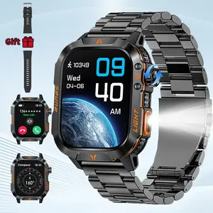 LOOXLK 2026 Outdoor-Style Smartwatch with 2.01-inch IPS Screen LED Lighting Wireless Call Sports Modes Calorie Tracker Compass Weather Alerts Men's Gift Fitness Tracker  Applicable to iPhones and Android devices Wearable