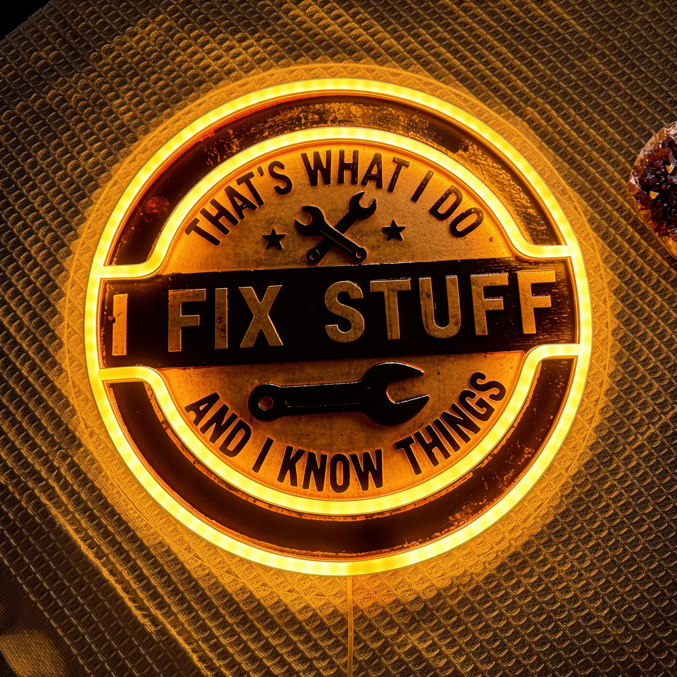 I Fix Stuff Neon Sign LED Wall Art for Workshop, USB Powered Neon Light for Garage,Tool Shed, Man Cave, Mechanic Shop, Repair Station - Gift for Dad, Husband, Friend.