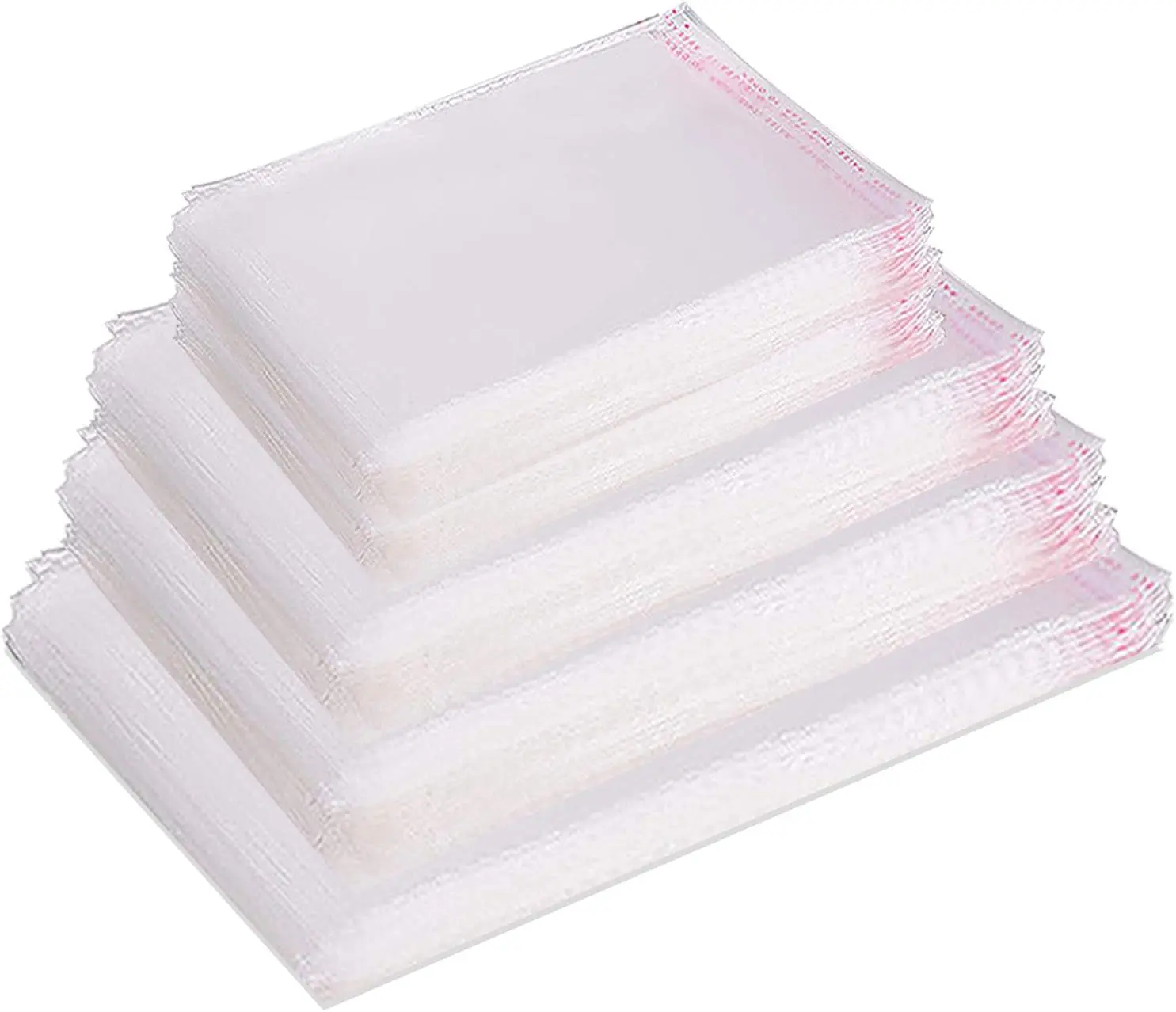 Lainrrew 900 Pcs Clear Plastic Bags, 4 Mixed Sizes Resealable Cello Bags Recloseable Cellophane Bags Self Adhesive Cellophane Treat Bags OPP Plastic Bags for Cookies Bakery Candy Jewelry Party Favors