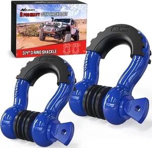 Nilight 2 Pack 3/4" D-Ring Shackle with 7/8" Screw Pin 41,887lbs Break Strength, Heavy Duty Off Road Recovery Shackle with Isolators Washers for Use with Tow Strap, Winch, Off-Road Jeep Truck Vehicle