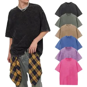 Men’s Oversized Cotton T-Shirts – Unisex Loose-Fit Short-Sleeve Crewneck, Soft Wash Casual Plain Streetwear Basic Tops
