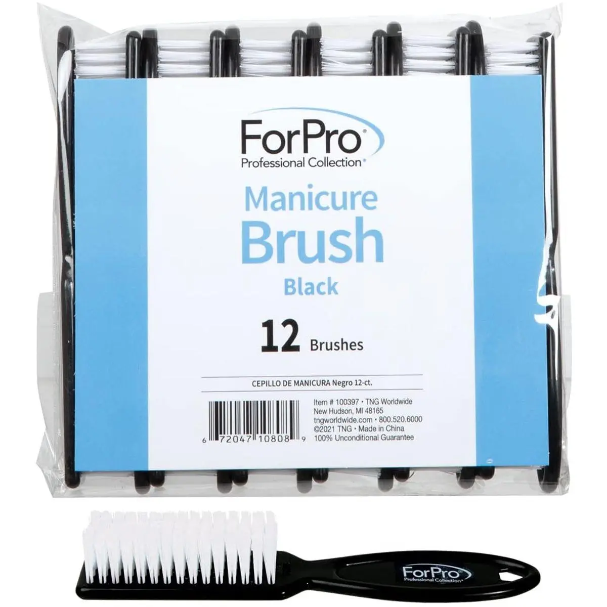 Premium Nail Brush, Professional Nail Scrub Brush for Cleaning Toes and Fingernails, 5.5” L, Black, 12-Count