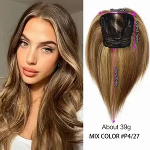Jessie's Wig Women's Hair Toppers Hair Extensions Remy Human Hair P27/613 Straight Silk Clip-in Add Volume Cover Light Hair Loss