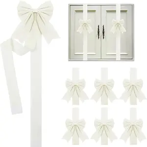 6-Piece Christmas Cabinet Door Bow Tie Set, Large Holiday Ribbon Decorations for Kitchen Cabinets & Party Furniture, Festive Home Accessories