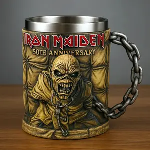 Iron Maiden 50th Anniversary Eddie 3D Coffee Mug, Collectible Rock Band Merchandise, Perfect Gift for Fans & Music Lovers