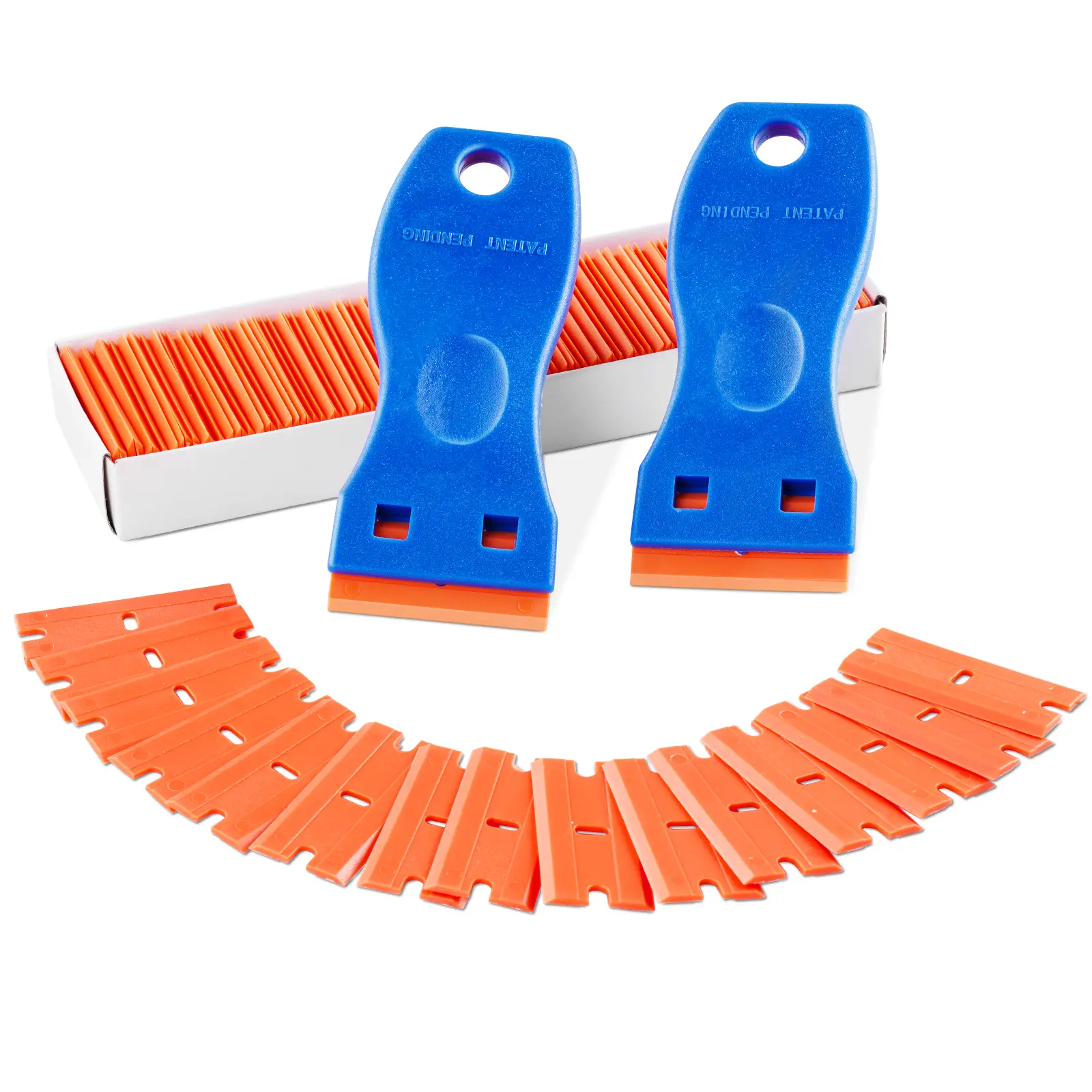 【DealsForYouDays】VEVOR Plastic Razor Blade Scraper, 2PCS Scraper Tool, 120PCS Plastic Blades, Cleaning Scraper Remover for Stickers, Decals, Adhesive, Labels, Paint from Glass, Car, Window, Caulk, No Scratches, Blue