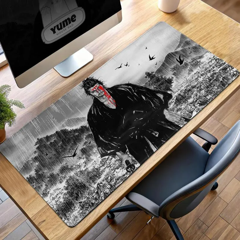 [Sale off up to 65%][Free Ship] Vagabond Miyamoto Musashi Gaming Desk Mat, Samurai Art Mouse Pad, Iconic Black and White Design, Perfect Anime Gift for Fans