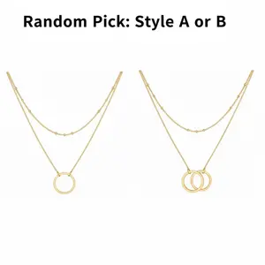 [Crazy Clearance] 14K Gold Plated Circle Pendant Necklace - Dainty Minimalist Choker for Women, Assorted Styles (Single or Double Ring), Tarnish-Resistant Everyday Jewelry