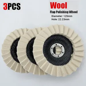 3pcs 5inch Wool Polishing Wheels Buffing Pads Angle Grinder Accessories Grinding Disc forMetal Glass Ceramic PolishingTools & Hardware -Hardware -Abrasive & Finishing Products - Buffing Pads l Glass Ceramic PolishingTools & Hardware -Hard