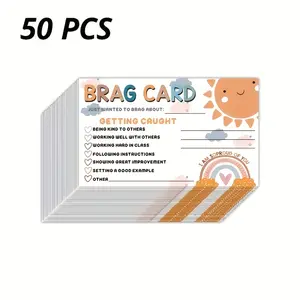 50 Pcs Brag Cards for Teachers & Parents, Positive Behavior Reinforcement Postcards with Encouragement Checkboxes, Back-To-School Supplies, Positive Message Card