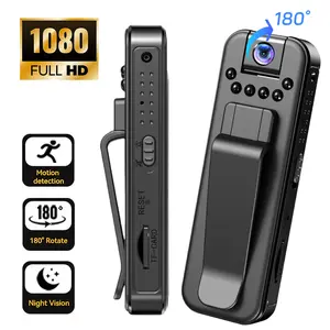 Portable 1080P Wearable Camera with Clip, 180° Rotatable Lens, IR Night Vision, Motion Detection, Photo & Video Recording, Hands‑Free Action Cam for Outdoor Sports, Security, Daily Use（Does not include TF card storage）