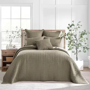 Mills Waffle Taupe Bedspread Set - Queen Bedspread and Two Standard Pillow Shams - Levtex Home