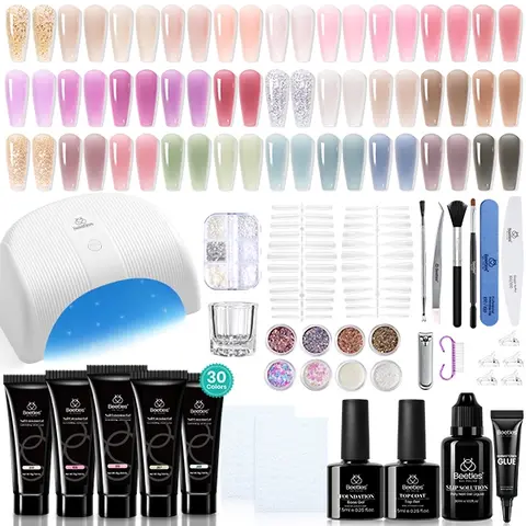 Beetles Poly Gel Nail Extension Kit, Professional DIY Nail Art Kit for Starter with UV Lamp Top Coat Base Gel, Gift for Women gift for girls, Nail Manicure at home, With Slip Solution, Beginner friendly Cutics #TikTokShopBacktoSchool