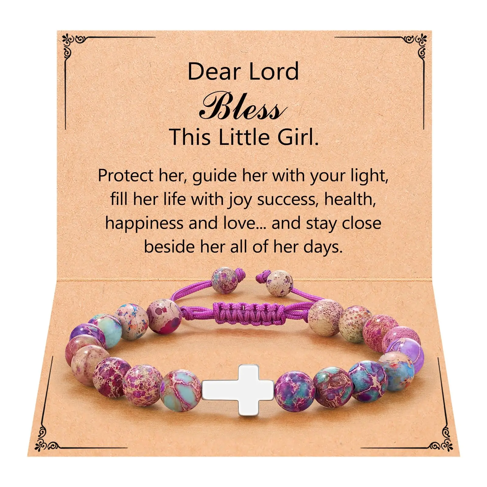 Baptism Gifts for Girl First Communion 1st Holy Confirmation Christening Religious Catholic Christian Easter Gifts for Kids Teens Teenage Teen Girls Goddaughter Cross Bracelet for Girls