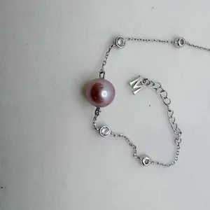 PEARLISM M Design Shiny Edison Pearl Bracelet Freshwater Pearl (9-10mm)-AFEB002