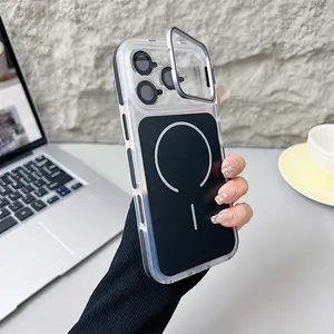 Magnetic Lens Bracket Phone Case For iPhone 17 16 15 14 13 12 11 Pro Max XR XS For Magsafe Hard Acrylic Shockproof Bumper Cover Print Anti-fall Mobile Phone Case stylish protective 360 Rotating Case with Full Protection high quality wireless charge cover