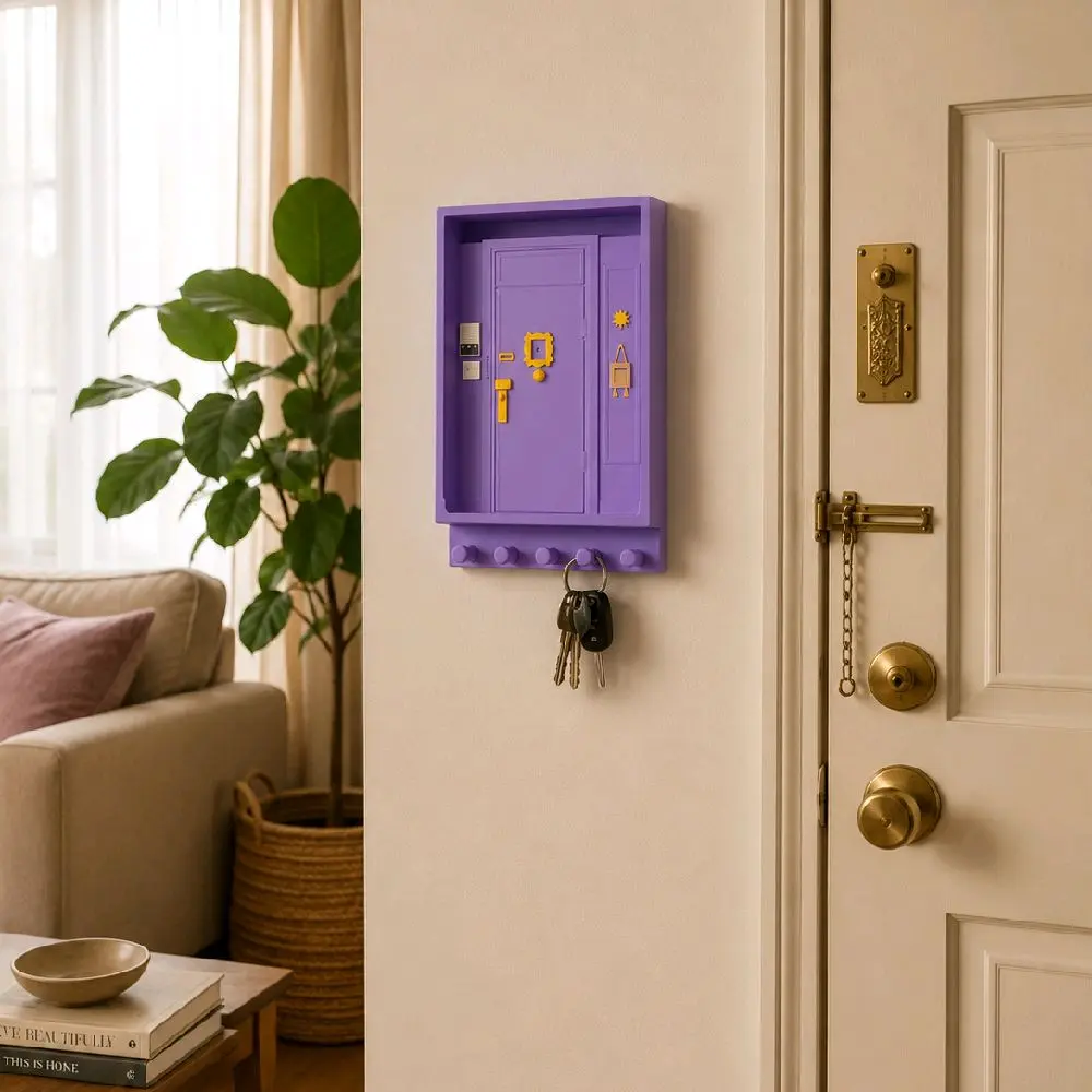 Friends Inspired Purple Door Key Holder | Wall Mounted Key Rack | Entryway Organizer | Housewarming Gift | Front Door Key Hanger