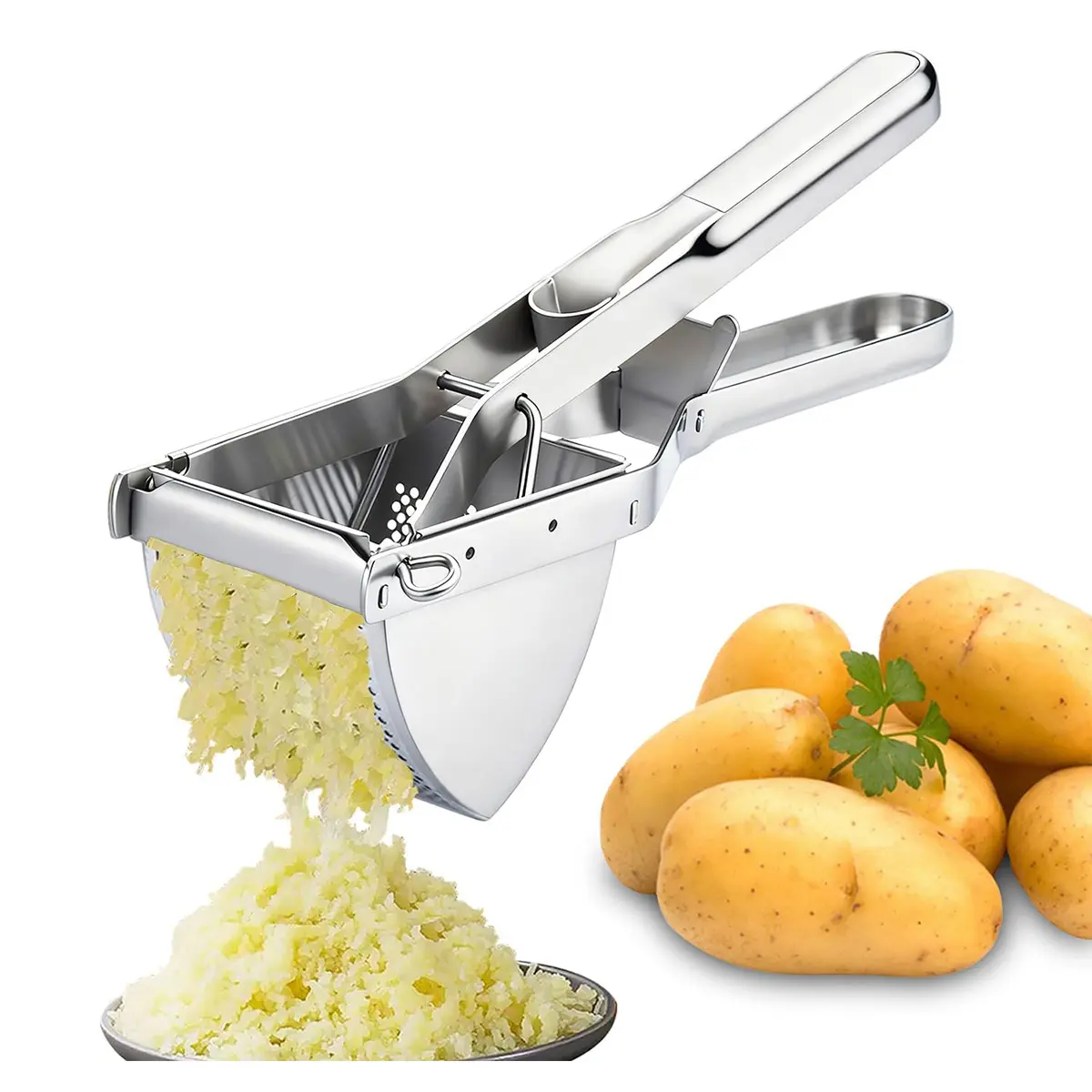 Stainless Steel Potato Ricer, 22oz Large Capacity Heavy Duty Masher, Ergonomic Comfort Grip, Detachable Dishwasher Safe, Perfect for Fluffy Mashed Potatoes, Puree & Juices, Kitchen Gadget for Home & Commercial Use