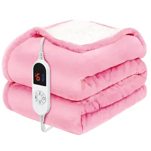VUSIGN Heated Blanket Electric Throw, Full Body electric blanket - 6 Heat Levels, 4/10 Auto-Off, Flannel Sherpa, Machine Washable, Gift for Winter, Cozy Night, Home Use, Valentine's Day gift, Christmas Gift