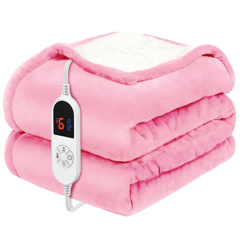 VUSIGN Heated Blanket Electric Throw, Full Body electric blanket - 6 Heat Levels, 4/10 Auto-Off, Flannel Sherpa, Machine Washable, Gift for Winter, Cozy Night, Home Use, Valentine's Day gift, Christmas Gift
