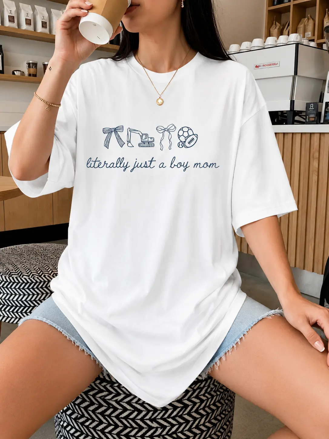 Literally Just A Boy Mom Shirt, Coquette Mom Graphic Tee, Boy Mama Aesthetic, Trendy Motherhood Apparel, Cute Mom Quote, Mother's Day Gift, Casual Streetwear, Unisex Cotton Shirts