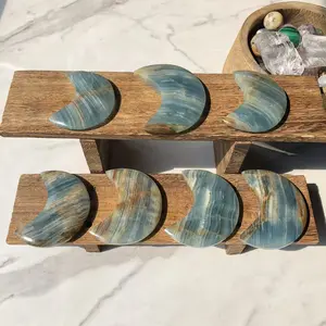 Natural Crystal Blue Onyx  Moon Collection