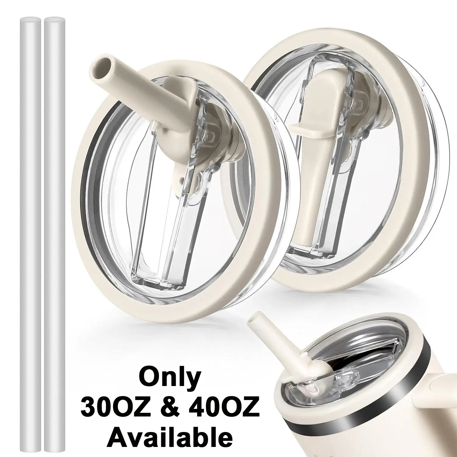 2 Pack Tumbler Flip Straw Lid Replacement, Straw Spout Lids, Dual Straw Lid, Spill Proof Splash Resistant Tumbler Lids with 2 Straw, Lids and Straws, Reusable Leak Proof Tumbler Cover for Stanley Cup Accessories, Available in 30OZ & 40OZ only