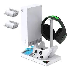 FASTSNAIL Dual Controller Charger Stand with High Speed Cooling Fan Station for Xbox Series S 1400mAh Rechargeable Battery Pack and Headset Holder
