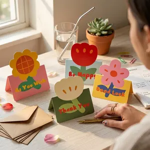 30 Pcs Healing Flower Greeting Cards Birthday Cards, Fun 3D Design, Handwritten Wishes, Perfect for Birthdays & Thanks, Style, Atmosphere Full Card Set