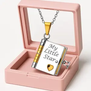 Book Necklace My Little Star Pendant | Jewelry Gift For Daughter Or Son With Gift Box | Perfect For Birthday, Graduation, Family Celebration | Love Keepsake Necklace | Heartfelt Jewelry Present For Kids On Special Occasions