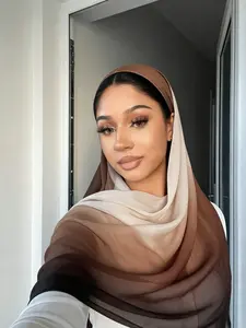 Women's Trendy Watercolor Print Scarf 90x180cm, Summer Muslim Hijab Beach Sun Protection, Casual Fashion Fabric Accessory