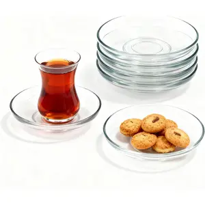 Glass Saucer Plates Set of 6 Coffee & Tea Saucers Dipping Sauce Cups Soy Sauce Dish Small Plates for Side Dishes Appetizer Plates for Home Kitchen