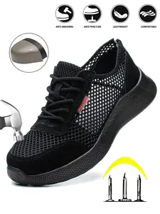Summer Mesh Men's Safety Shoes, Anti-Puncture Steel Toe Kevlar, Lightweight Work Shoes, Walking Shoes, Comfortable Breathable Design, Work Safety Sneakers, Protective Work Shoes