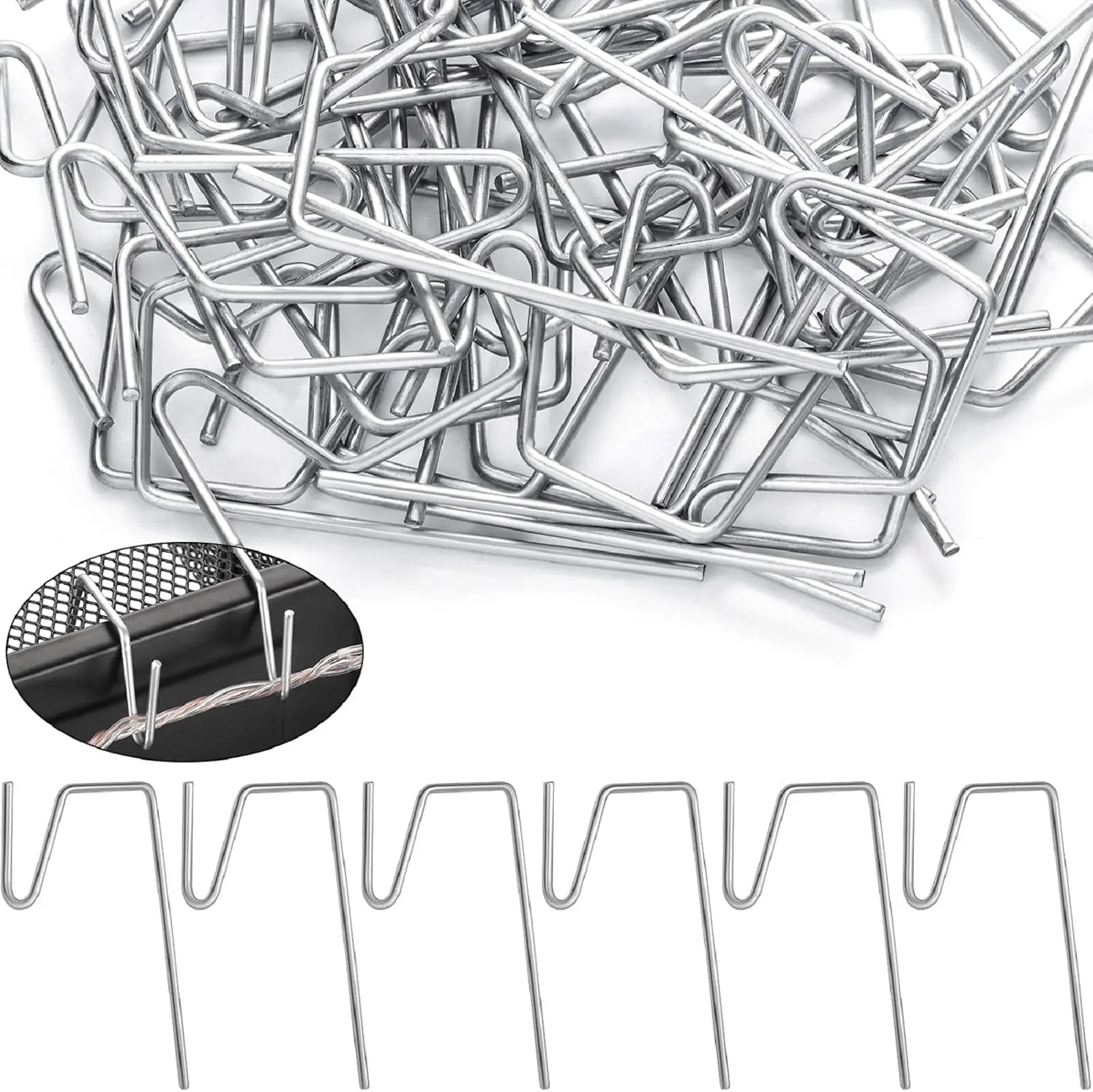 Hotop 50 Pack Stainless Steel Heavy Duty Gutter Clips Gutter Hooks for Hanging outside Lights, Metal Christmas Light Clips for Gutters Grid, Outdoor Light Hook, Holiday Hanger, String Bulb Roof Decor