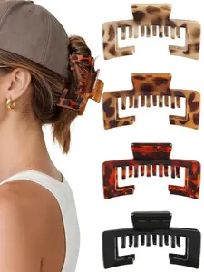4-Pack of Leopard-Print Hair Clips for Hats; Suitable for Baseball Caps and Trucker Hats; Women's Hair Clips; Designed for Thick Hair; Specialized Hair Accessories for Hat Styles; Mother's Day Gift, All Seasons; Hair Clip Set