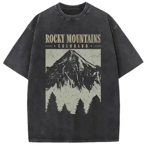 Digitex Vintage Mountain Oversized Acid Wash T-Shirt – Heavyweight Cotton Streetwear Top for Men & Women Casual Menswear Shortsleeve Stylish