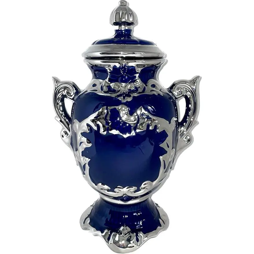 Sopera para Yemaya azul con acentos plateados.