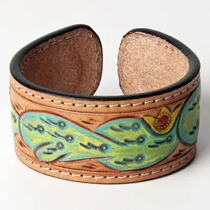 American Darling Bracelet Hand Tooled Carved Genuine Leather Women | Handmade Western Rustic