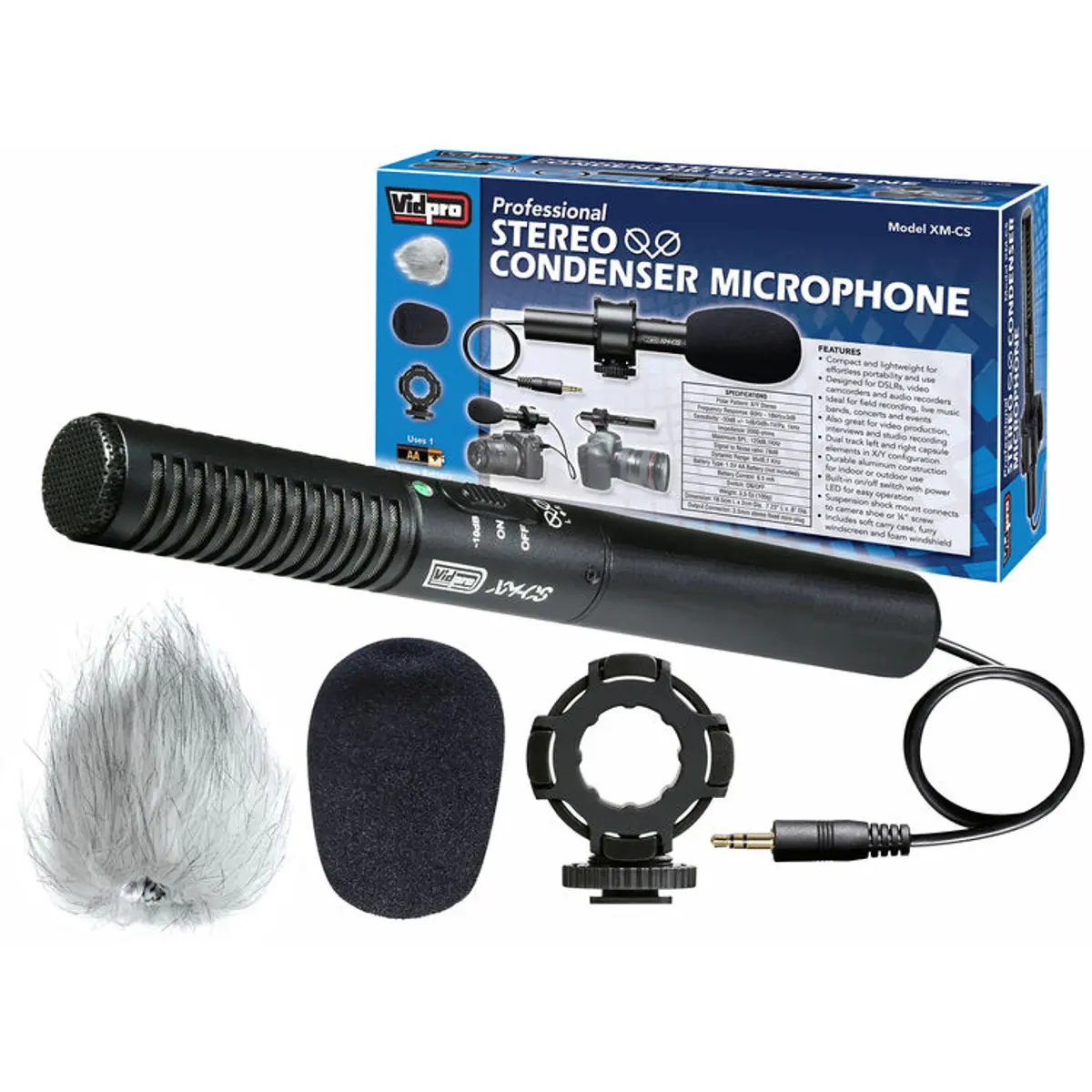 VidPro XM-CS Durable Condenser Stereo XY Microphone Kit with Condenser Capsule, Stereo Sound, Windshield Shock Mount, for Cameras/Phones Audio Recording, Camera Accessories