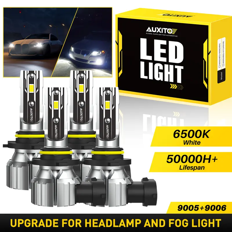AUXITO 9005 9006 Combo LED Headlight High Low Beam Bulbs Kit 6500K Super White Bright